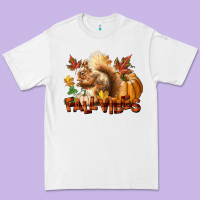 Fall Vibes Squirrel Premium Tee Designed By Lillyallendesigns