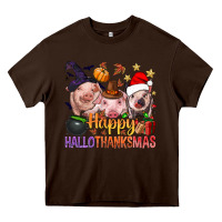 Happy Hallothanksmas Pigs Heavy Core Tee | Teevron