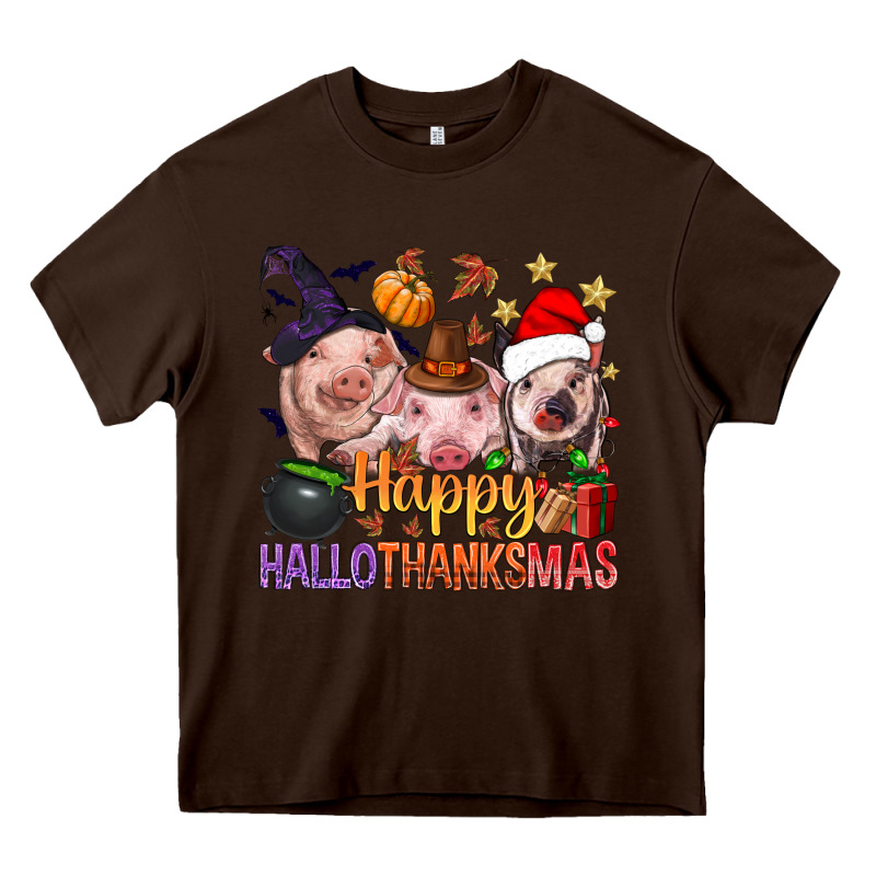 Happy Hallothanksmas Pigs Heavy Core Tee by BundleAndBundleShop | Teevron