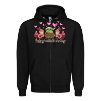 Black happy valentines day yoda Zipper Hoodie - CowhideDigitalArt
