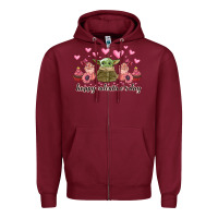 Burgundy happy valentines day yoda Zipper Hoodie - CowhideDigitalArt