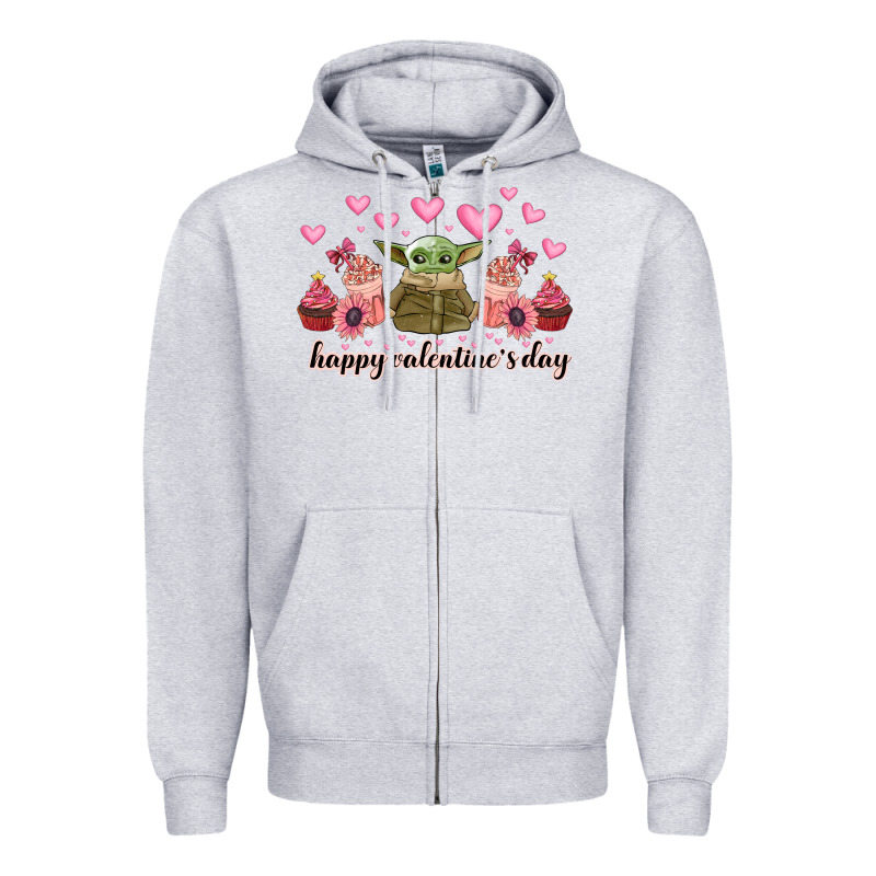 Happy Valentines Day Yoda Zipper Hoodie by CowhideDigitalArt | Teevron