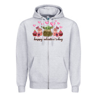 Heather Grey happy valentines day yoda Zipper Hoodie - CowhideDigitalArt