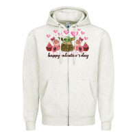 Oatmeal Heather happy valentines day yoda Zipper Hoodie - CowhideDigitalArt