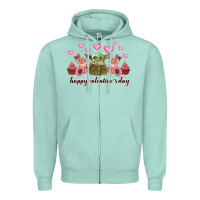 Seafoam happy valentines day yoda Zipper Hoodie - CowhideDigitalArt