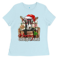 Merry Christmas Alpine Goat Ladies Tee | Teevron