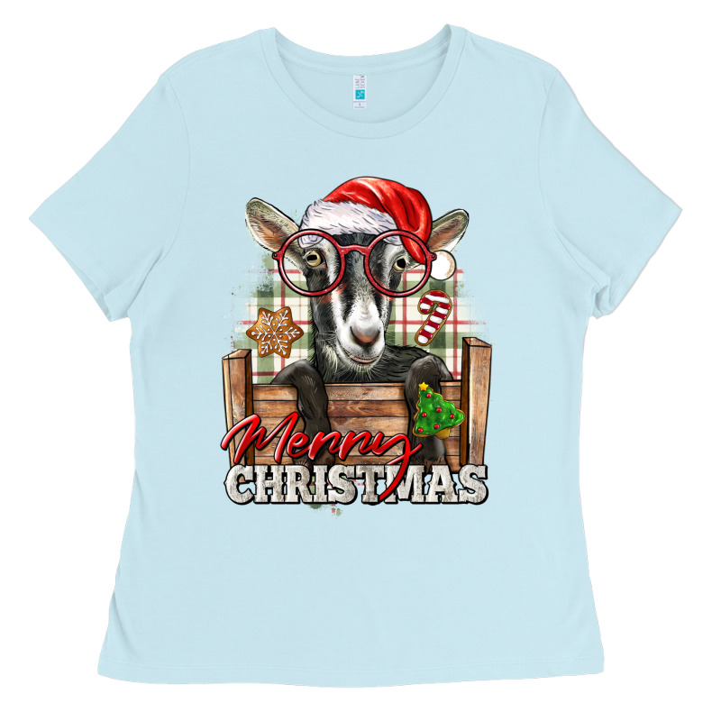Merry Christmas Alpine Goat Ladies Tee by LillyAllenDesigns | Teevron