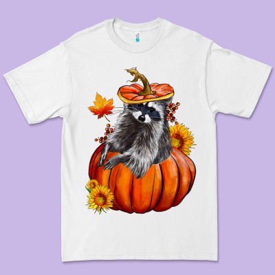 Fall Pumpkin Raccoon Premium Tee Designed By Lillyallendesigns