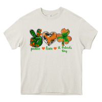 Cream Peace Love St.Patrick's Day Heavy Core Tee - BundleAndBundleShop