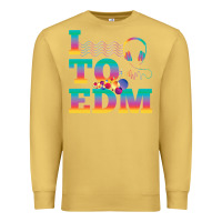 Antique Gold i listen to edm rainbow letters dj music gift Premium Sweatshirt - lanVoArt