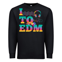 Black i listen to edm rainbow letters dj music gift Premium Sweatshirt - lanVoArt