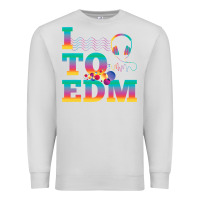Dove Grey i listen to edm rainbow letters dj music gift Premium Sweatshirt - lanVoArt