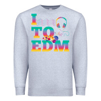 Heather Grey i listen to edm rainbow letters dj music gift Premium Sweatshirt - lanVoArt