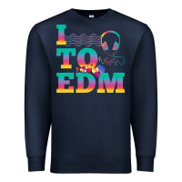 Navy i listen to edm rainbow letters dj music gift Premium Sweatshirt - lanVoArt