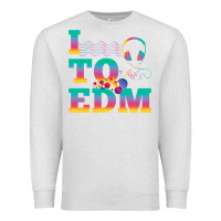 Oatmeal Heather i listen to edm rainbow letters dj music gift Premium Sweatshirt - lanVoArt