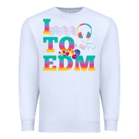 White i listen to edm rainbow letters dj music gift Premium Sweatshirt - lanVoArt