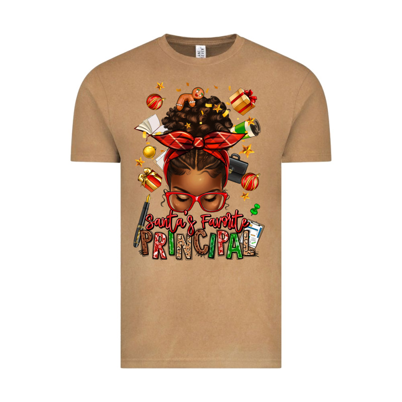 Santas Favorite Principal Afro Messy Bun Vintage Tee by texasbilliewilder | Teevron