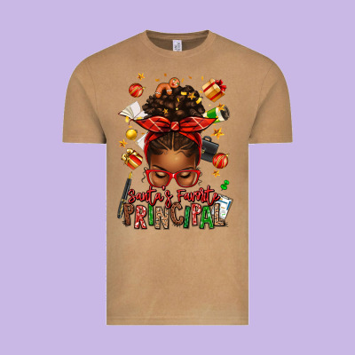 Santas Favorite Principal Afro Messy Bun Vintage Tee Designed By Texasbilliewilder