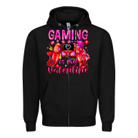 Black Gaming is My Valentine Zipper Hoodie - CowhideDigitalArt
