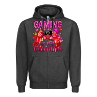 Charcoal Heather Gaming is My Valentine Zipper Hoodie - CowhideDigitalArt