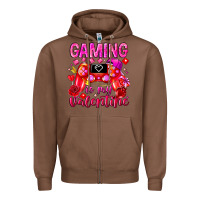 Chestnut Gaming is My Valentine Zipper Hoodie - CowhideDigitalArt