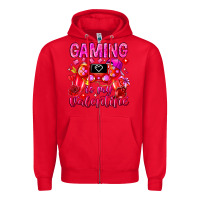 Red Gaming is My Valentine Zipper Hoodie - CowhideDigitalArt