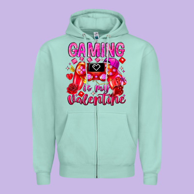 Gaming Is My Valentine Zipper Hoodie Designed By Cowhidedigitalart