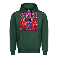 Sports Green Gaming is My Valentine Zipper Hoodie - CowhideDigitalArt