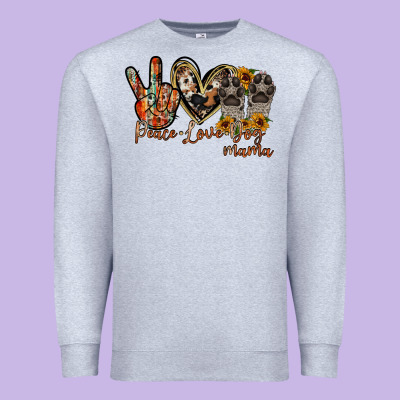 Peace Love Dog Mama Premium Sweatshirt Designed By Racoondesign