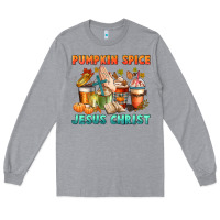 Heather Grey pumpkin spice and jesus christ Long Sleeve Tee - CowGirlArtShop
