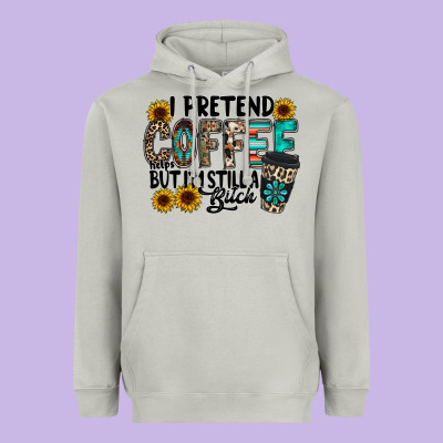 I Pretend Coffee Heavyweight Hoodie Designed By Racoondesign