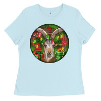 Baby Blue Spanish Goat Christmas Ornament Ladies Tee - LillyAllenDesigns