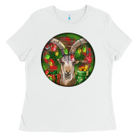White Spanish Goat Christmas Ornament Ladies Tee - LillyAllenDesigns