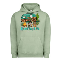 Pigment Oil Green camping life caravan and gnome Urban Hoodie - BarkalooDesign