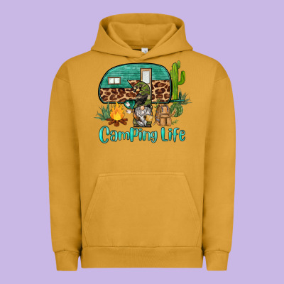 Camping Life Caravan And Gnome Urban Hoodie Designed By Barkaloodesign