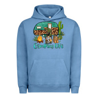Pigment Pebble Blue camping life caravan and gnome Urban Hoodie - BarkalooDesign