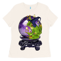 Bone Halloween Frog With Crystal Ball Ladies Tee - LillyAllenDesigns