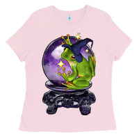 Bubblegum Pink Halloween Frog With Crystal Ball Ladies Tee - LillyAllenDesigns