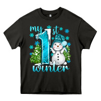 Asphalt My 1 St Winter With Cute Snowman Heavy Core Tee - BundleAndBundleShop