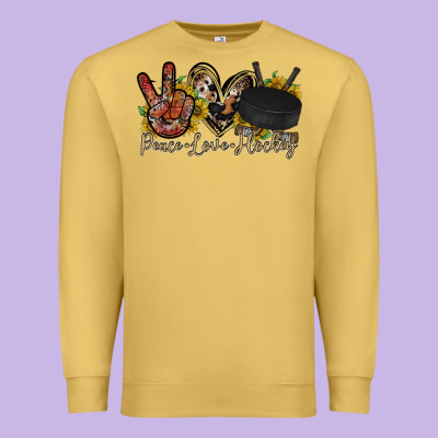 Peace Love Hockey Premium Sweatshirt Designed By Racoondesign