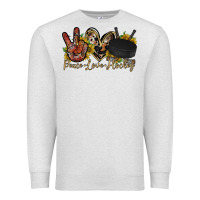 Oatmeal Heather peace love hockey Premium Sweatshirt - RacoonDesign