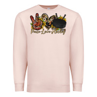 Pale Pink peace love hockey Premium Sweatshirt - RacoonDesign