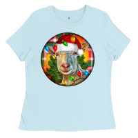 Baby Blue Saanen Goat Christmas Ladies Tee - LillyAllenDesigns