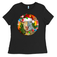 Black Saanen Goat Christmas Ladies Tee - LillyAllenDesigns