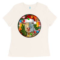 Bone Saanen Goat Christmas Ladies Tee - LillyAllenDesigns