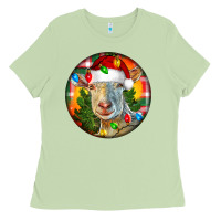 Matcha Saanen Goat Christmas Ladies Tee - LillyAllenDesigns