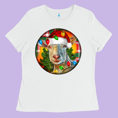 Saanen Goat Christmas Ladies Tee Designed By Lillyallendesigns