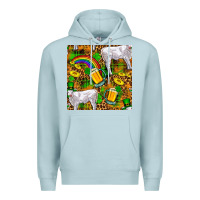 Blue Mist St. Patricks Cow With Rainbow And Beer Seamless Premium Hoodie - FaDigitalArtStudio