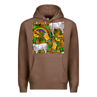 Chestnut St. Patricks Cow With Rainbow And Beer Seamless Premium Hoodie - FaDigitalArtStudio