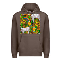 Coffee St. Patricks Cow With Rainbow And Beer Seamless Premium Hoodie - FaDigitalArtStudio